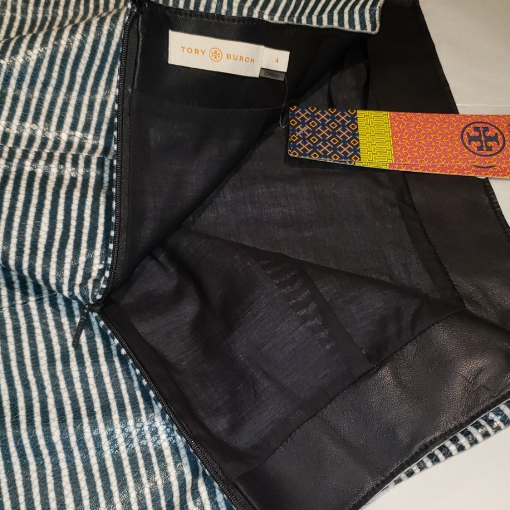 Tory Burch NEW Skirt Stripe Embossed Leather Mini NWT Women's 4 🎉HP🎉 - Picture 10 of 16